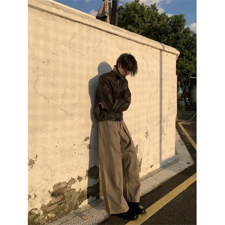 现货-XZ1005-1-TTH9999-双面穿千鸟格内里PU皮夹克外套,男装夹克,星座1005-1