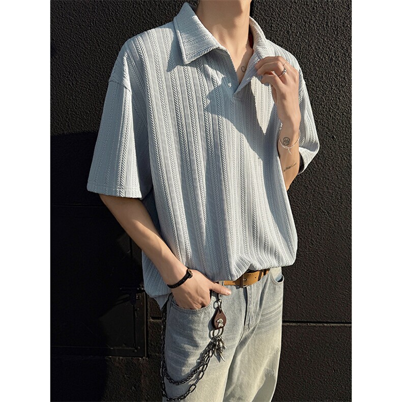 2026夏季新款X7084-TP2548老钱风polo衫夏季休闲麦穗纹短袖,男装T恤,电商A102