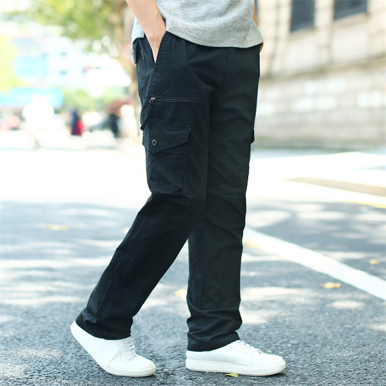 S-7XL2021春装男士休闲裤多口袋宽松工装裤加肥大码1603图片