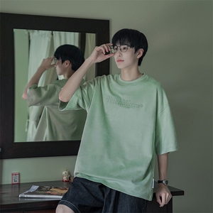 夏季凸印字母短袖休闲百搭ins潮牌港风男装T恤B225-T9382-P48-X65图片