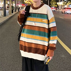 美式复古卫衣男春季设计感宽松圆领印花外套港风大码套头上衣，男装针织衫/毛衣，星座716-2
