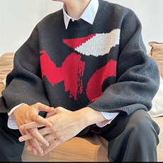 2026秋冬新款欧美时尚圆领毛衣套头提花针织衫男女百搭宽松上，男装针织衫/毛衣，星座218-1（原230）