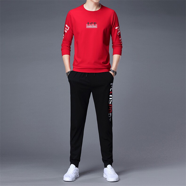 秋季新款休闲套装男士潮牌宽松运动服春秋款圆领卫衣男装一套,男装休闲套装,电商B212（原钱塘6029）