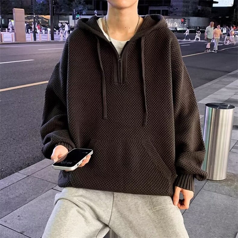 欧美高街华夫格连帽卫衣男女春秋潮复古痞帅休闲外套MZ277-P55,男装卫衣,星座1109-3