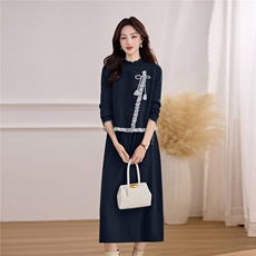 2025年冬季连衣裙腰间可调节配马甲两件套，女装针织衫/毛衣，乐吉娜