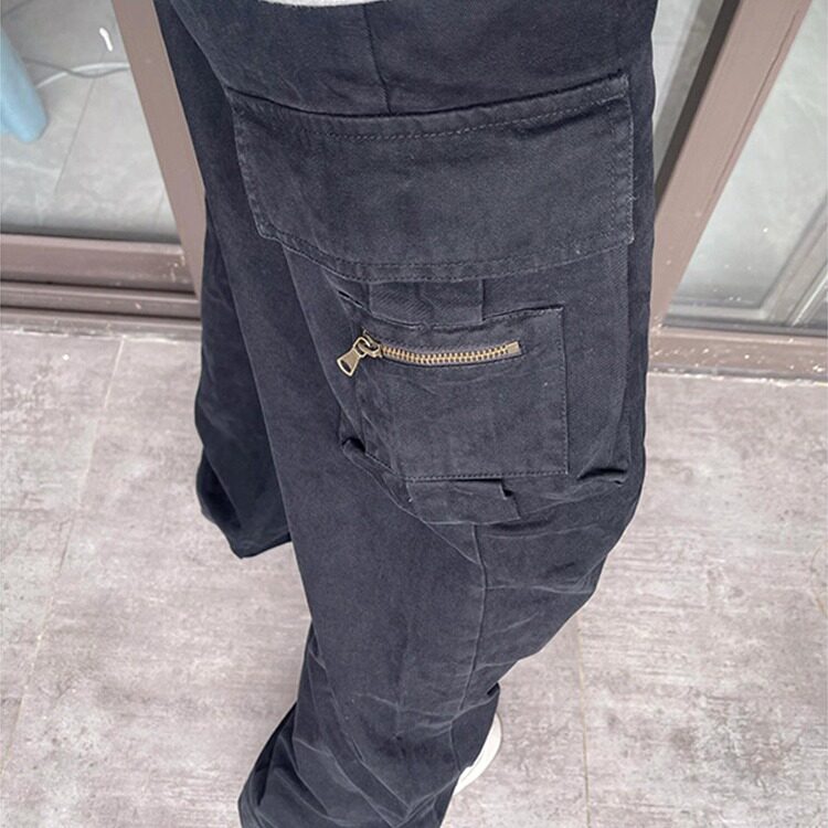 DDA37-P50早秋美式复古多口袋阔腿工装裤男宽松直筒裤-网图现货,男装牛仔裤,星座603-2