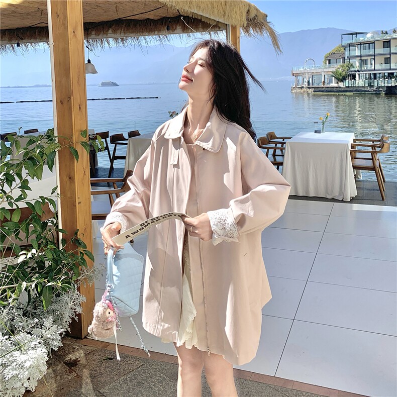 已出货26春装袖口蕾丝拼接中长风衣外套女2B153-7003-P155-K248,女装风衣,2B153