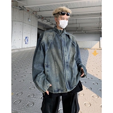 解构水洗渐变黄泥染色重磅复古潮牌牛仔夹克外套男款宽松JK8625，男装夹克，星座1116A-1（原606A）