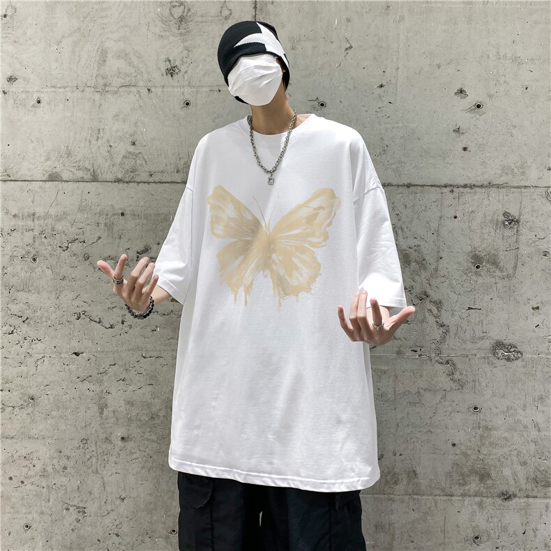 蝴蝶印花高街纯棉短袖T恤大码M~5XLXZ604-DT210-P25控38,男装T恤,星座604