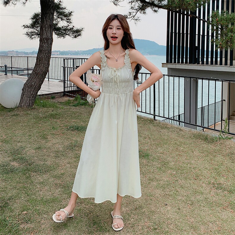 法国Rixo Rose?重磅新推 法式玫红吊带连衣裙女海边度假高端长裙图片
