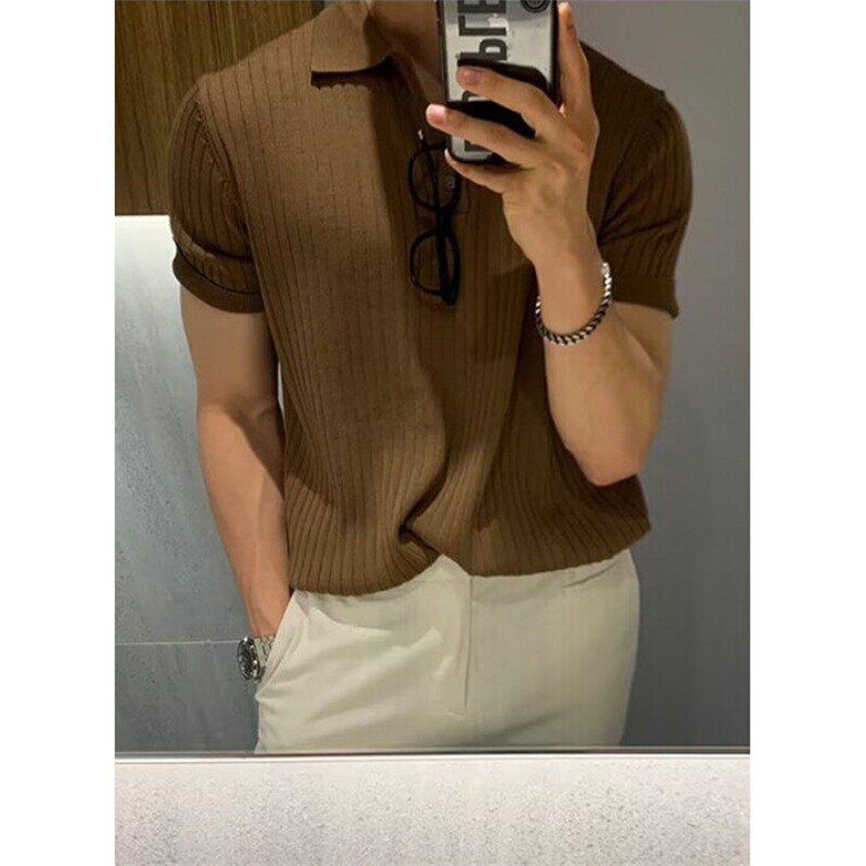 翻领polo衫短袖男宽松休闲夏季薄款纯色针织衫t恤打底衫T2217,男装Polo衫,星座1116A-2（原606A-1）