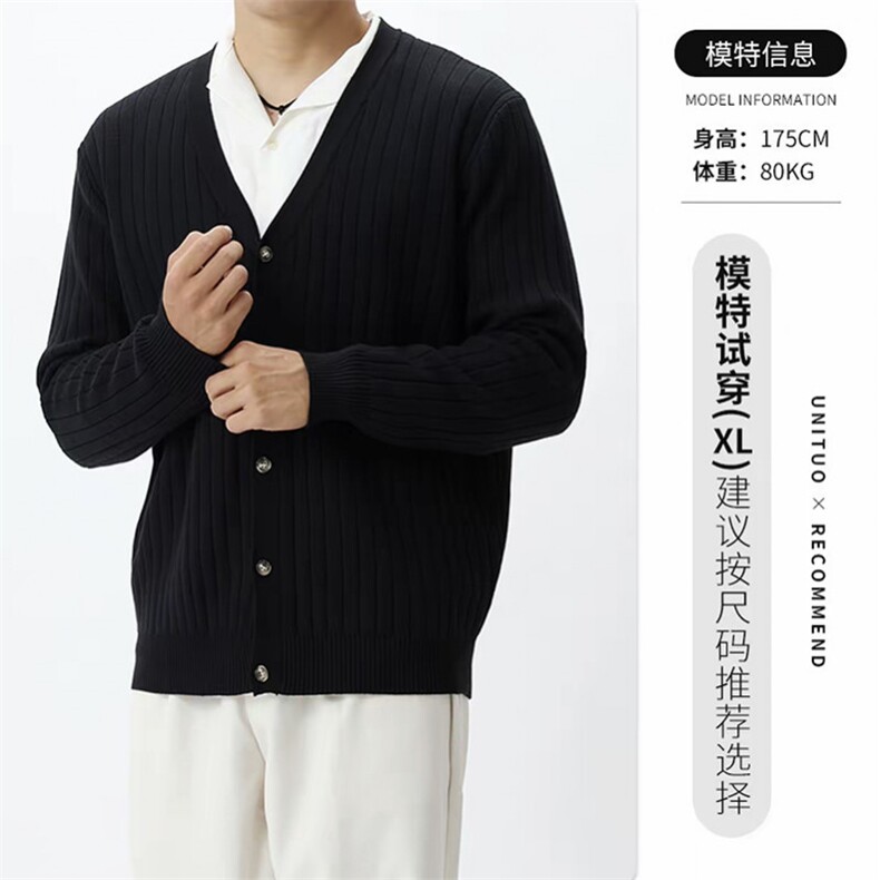 秋冬纯色毛衣针织开衫条纹上衣外套C67084-P75,男装针织衫/毛衣,星座1012-1
