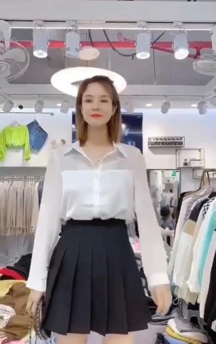 2021秋季欧货百搭时尚微透单排扣衬衫,女装衬衫,L·H·X