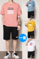 2021夏装潮牌纯棉青少年休闲运动两件套短袖套装男H0807-P35，男装套装，星座217-4