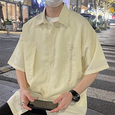 日系工装短袖衬衫男款夏季少年感潮牌休闲衬衣学院风百搭宽松外套，男装衬衫，星座218-1（原230）