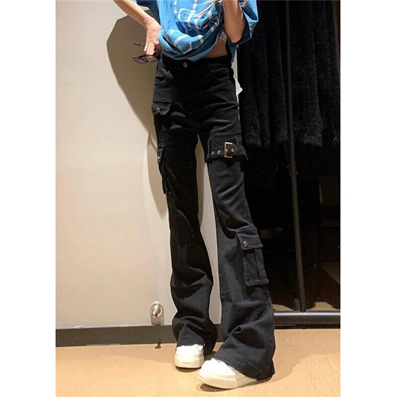 黑色绑带微喇工装牛仔裤男款cleanfit弯刀裤子直筒长裤ND781,男装牛仔裤,星座1116A（原606A-3）