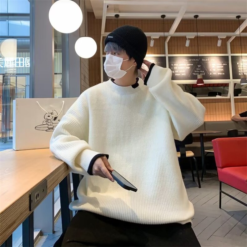 2025年秋季纯色情侣套头衫ins新款圆领男士毛衣MY010,男装针织衫/毛衣,星座1108