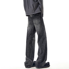 B221美式ins高街暗黑宽松微喇竹节纹牛仔裤LK25586-特P45控78，男装牛仔裤，电商B221