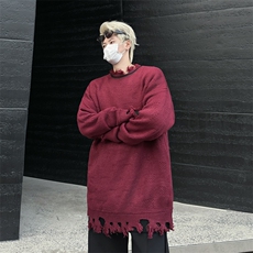 美式破洞毛衣秋冬季潮流宽松保暖打底线衣，男装针织衫/毛衣，星座410-7