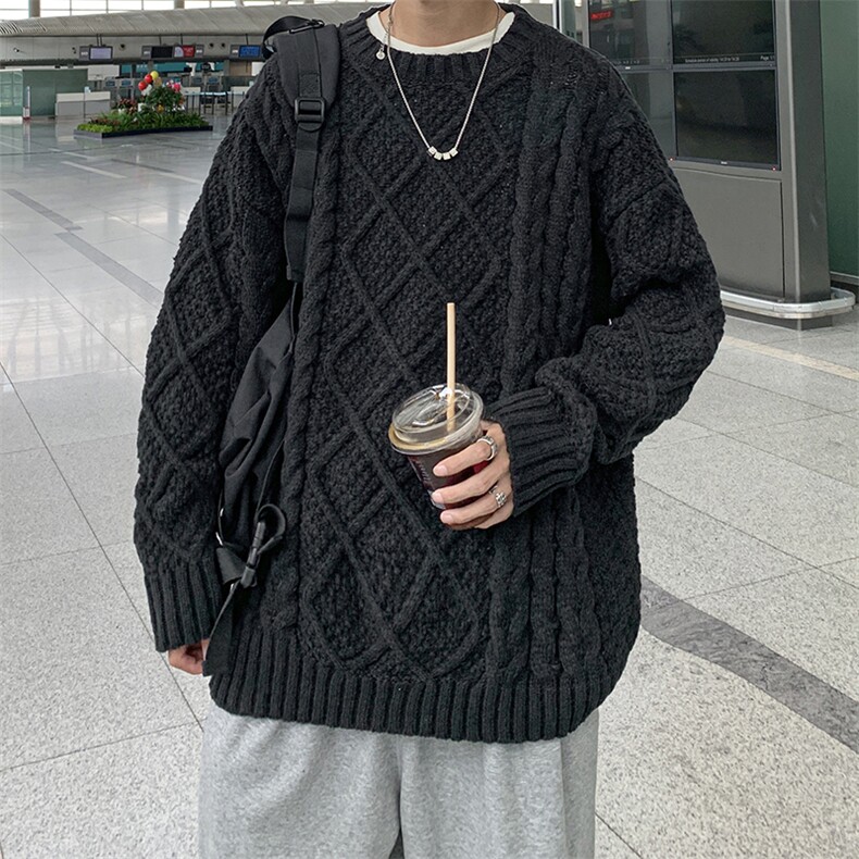 秋冬新款男女装情侣宽松休闲中性大码落肩袖毛衣针织衫DM175-P70,男装针织衫/毛衣,电商D321-1