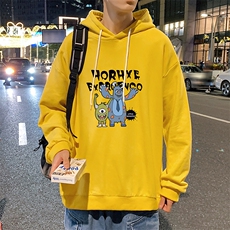 WY2048-P35加绒款-P40纯棉连帽卫衣男大码运动帽衫宽松薄外套男，男装卫衣，电商A040