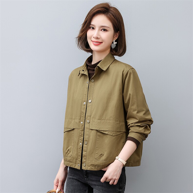 休闲薄款外套女短款2024年秋季新款妈妈装中老年大码宽松夹克上衣，女装短外套，曼沙奕珂