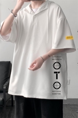 LD54114-P45连帽短袖t恤男大码胖子带帽五分袖中袖大皂风，男装T恤，电商A040