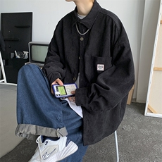 秋装灯芯绒衬衫长袖外套男女情侣款港风日系宽松复古H202/P45，男装衬衫，钱塘713