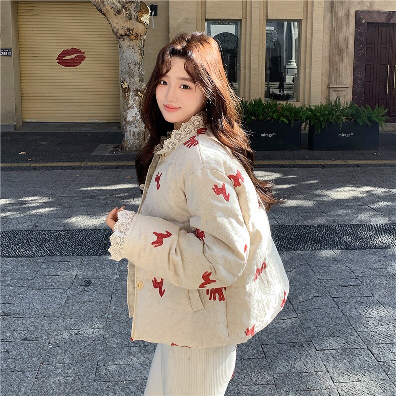 25冬季新款双花色新中式蕾丝花边90羽绒服2B082-2269p335k505,女装羽绒服,2B082