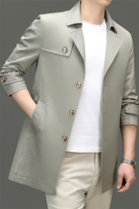 D6627春秋新款男士中长款风衣翻领外套简约通勤商务男装，男装风衣，电商B360