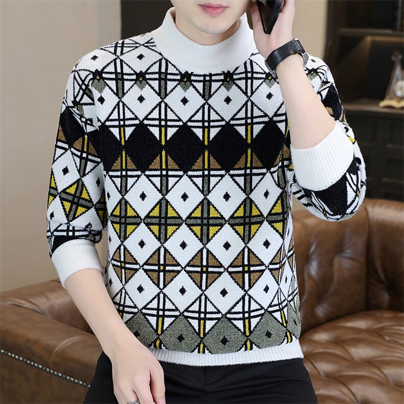 1018-1-M653-P45新款男士加厚潮流针织衫青少年内搭个性图案毛衣,男装针织衫/毛衣,星座1018-1​