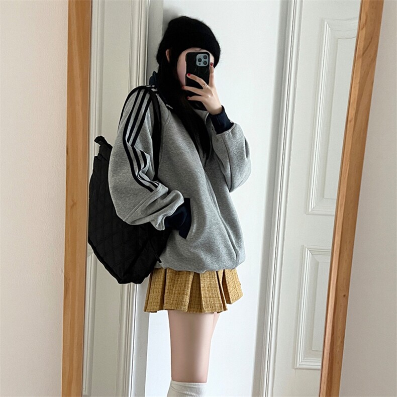 抖音得物高品质26春装美式高街重磅结构拼接织带立领卫衣外套CM42,女装短外套,电商A486-1