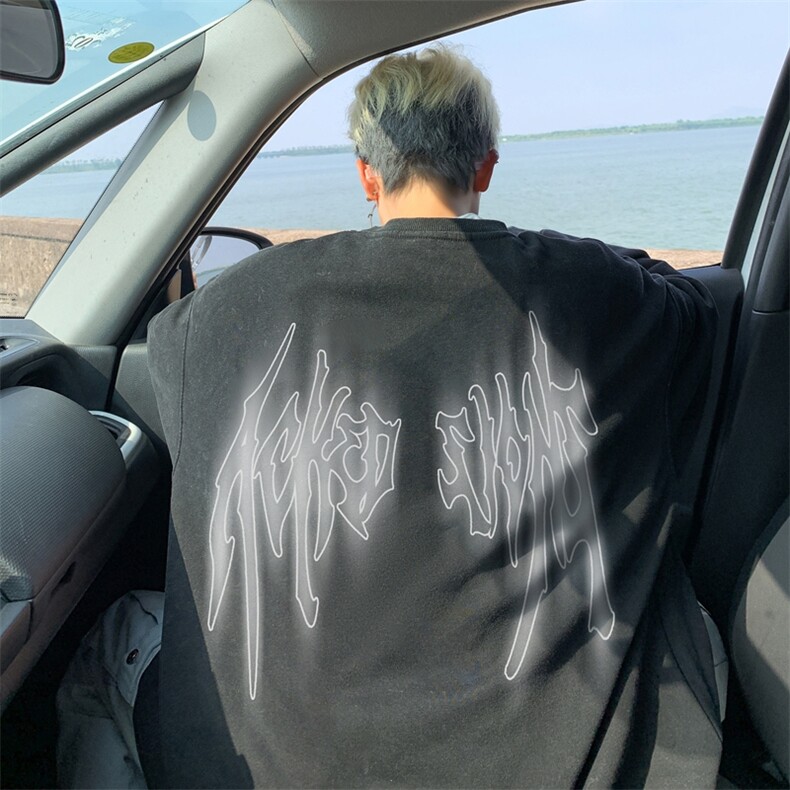 翅膀美式重磅水洗做旧圆领男卫衣大码XZ517A--3-ZH2714-P58图片
