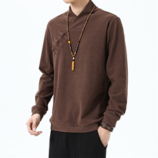 2026新款秋冬风长袖卫衣汉服盘扣中式保暖打底衫2378-P60，男装T恤，星座1105-3