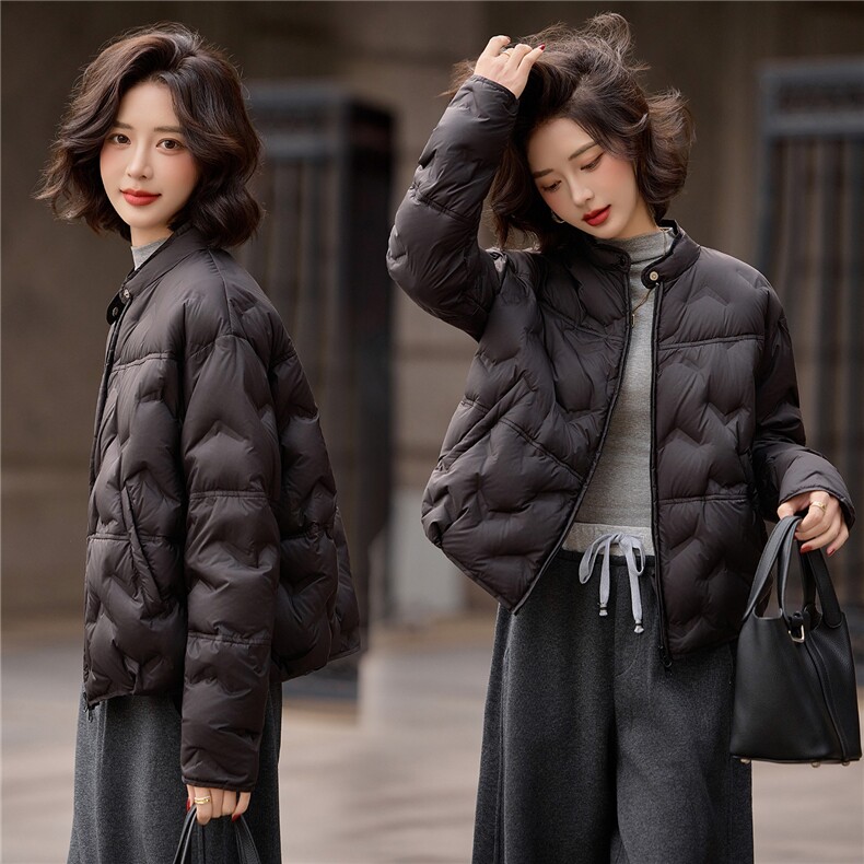 黑色短款羽绒服女2025冬季新款时尚百搭轻薄90白鸭绒外套,女装羽绒服,梦懿尔