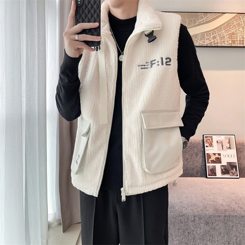 2024冬季加厚羊羔毛立领棉马甲背心外套男M501-p115控165,男装背心/马甲,电商D303