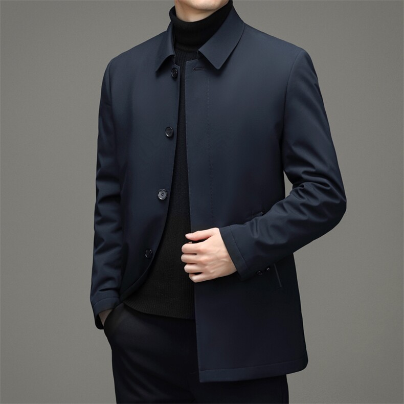 男士短款冬季加厚保暖可拆卸内胆羽绒服中年爸爸装商务休闲外套图片
