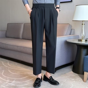男士休闲西裤秋冬款那垂感直筒九分西装裤修身高腰西服裤子 XK6图片