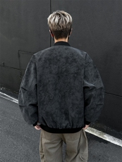 美式棒球服男秋高街痞帅扎染皮夹克设计感短款工装外套潮，男装夹克，星座410-6（原星座1304-1）
