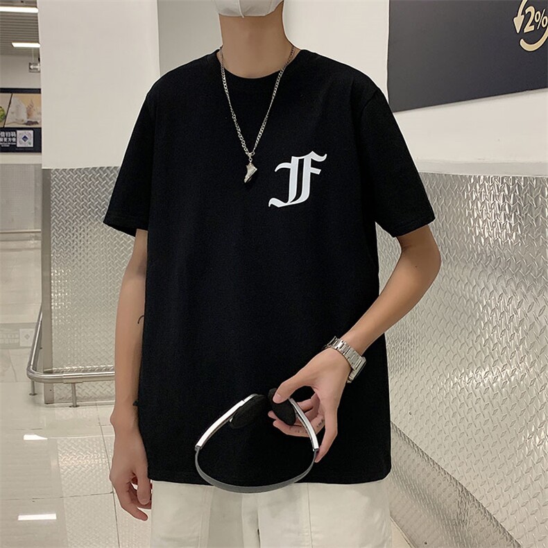胖子克莱因蓝短袖t恤夏季潮棋盘格港风体恤TX162p28限价39,男装T恤,电商A089-1