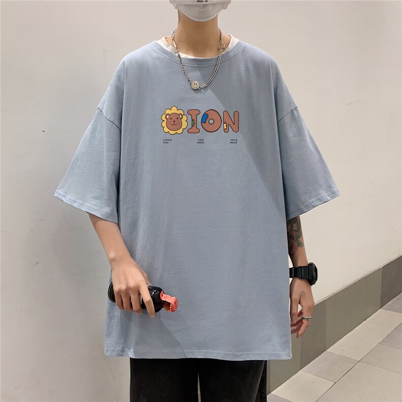 短袖男夏宽松纯棉T恤男百搭港风韩版情侣中性日系潮DT0253P20,男装T恤,星座1016-1（原电商B408-1）