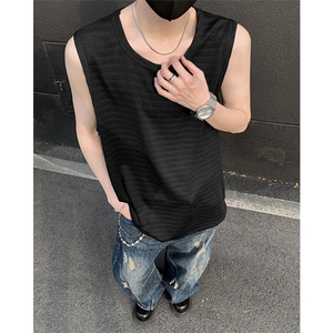 2025夏季新款肌理感冰丝背心坎肩无袖宽松T恤xz906-Y133P23图片