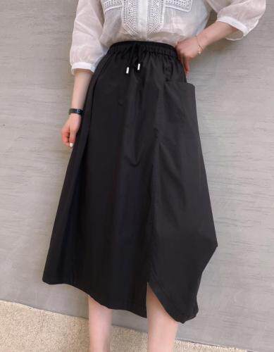 XL9911夏季新款2021气质欧韩范松紧腰不规则百褶裙，女装，L·H·X