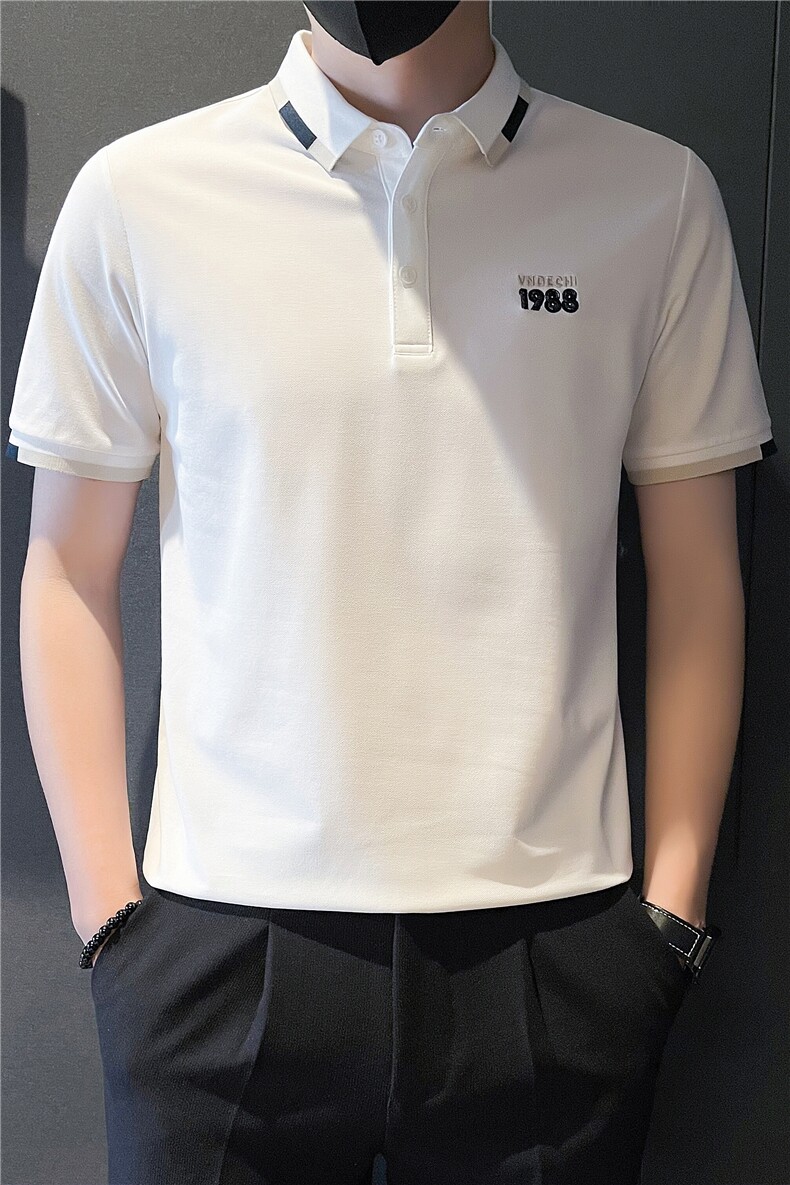 6603-P58夏季刺绣POLO衫男字母T恤男装半截袖新款夏装-3控78,男装Polo衫,星座603-2