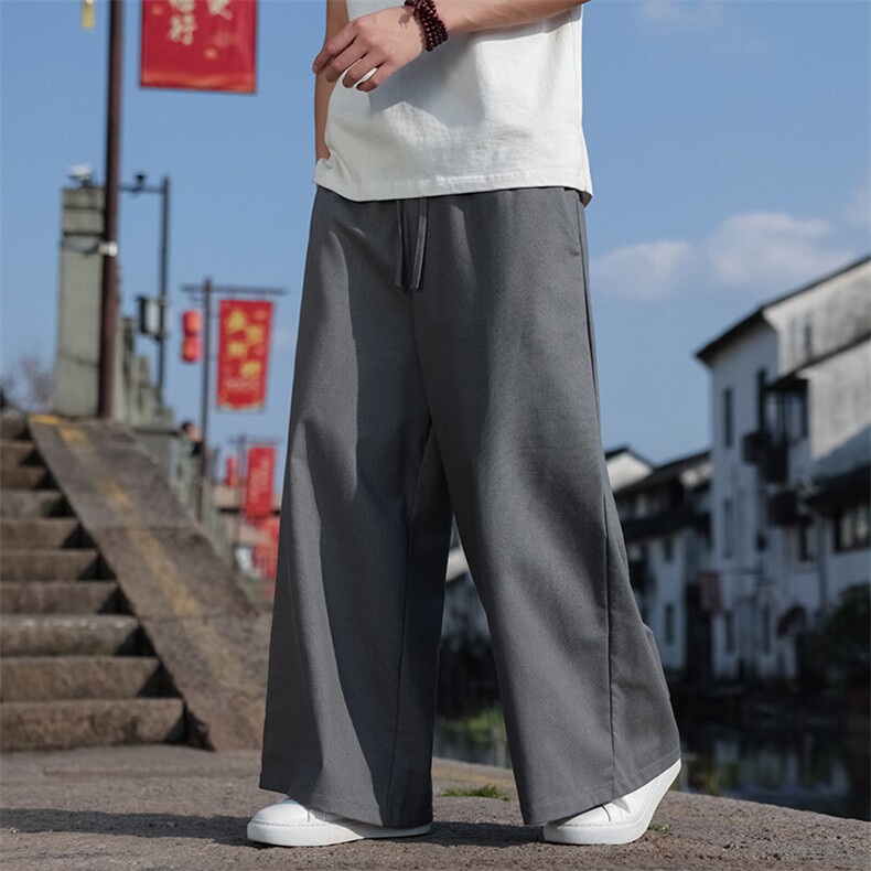 2025年风春夏新款棉麻休闲裤子阔腿裤加肥加大K597-P55,男装休闲裤,星座313B-4（原星座309A-1）