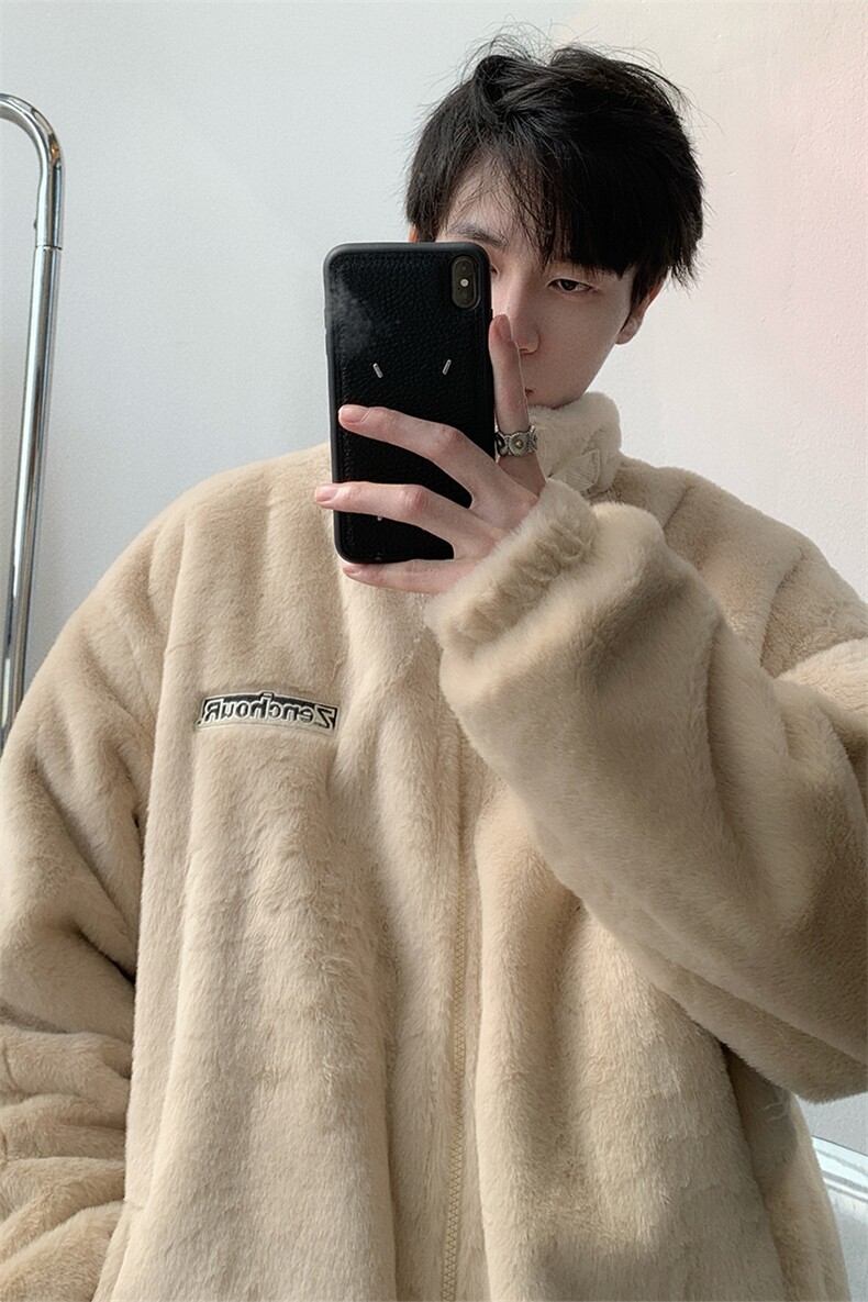 冬季新款仿兔毛棉衣立领锁扣设计感休闲保暖D3124-TP95168,男装棉衣,电商A102