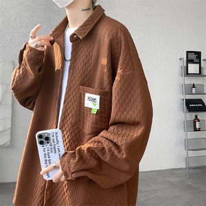 衬衫男秋季新款港风宽松提花长袖大码衬衣CS027-P45(现货）