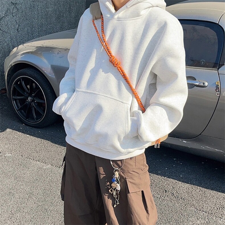 抖音得物高品质二开秋冬美式高街重磅结构辑明线连帽卫衣外套W75，男装卫衣，电商A486