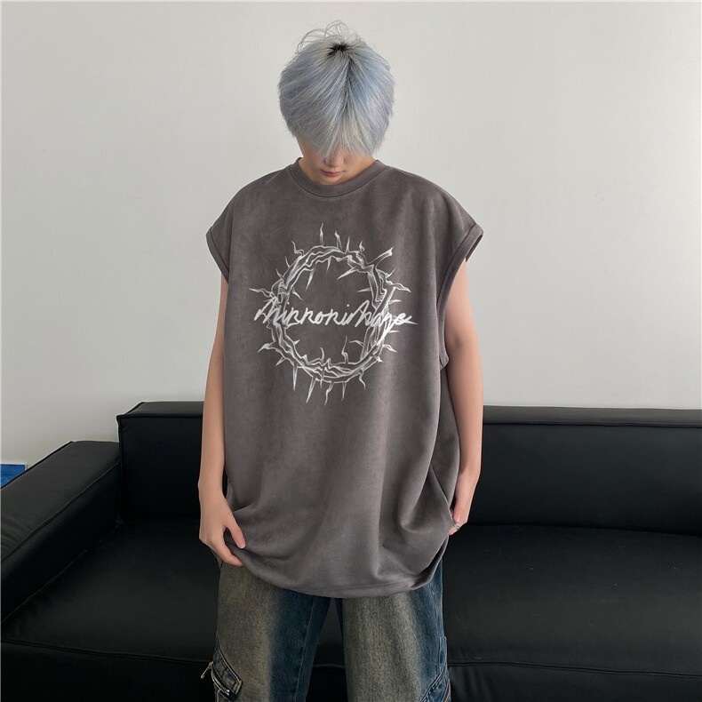 夏季新款抖音直播高品质麂皮绒印花宽松背心bxjp363-特批19控38,男装背心/马甲,星座605(原A050)