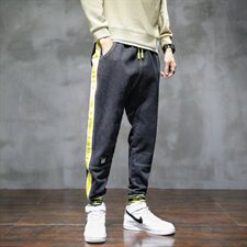 秋冬新款牛仔裤男潮牌拼接条纹时尚网红束脚长裤C402，男装牛仔裤，星座610（原A335）